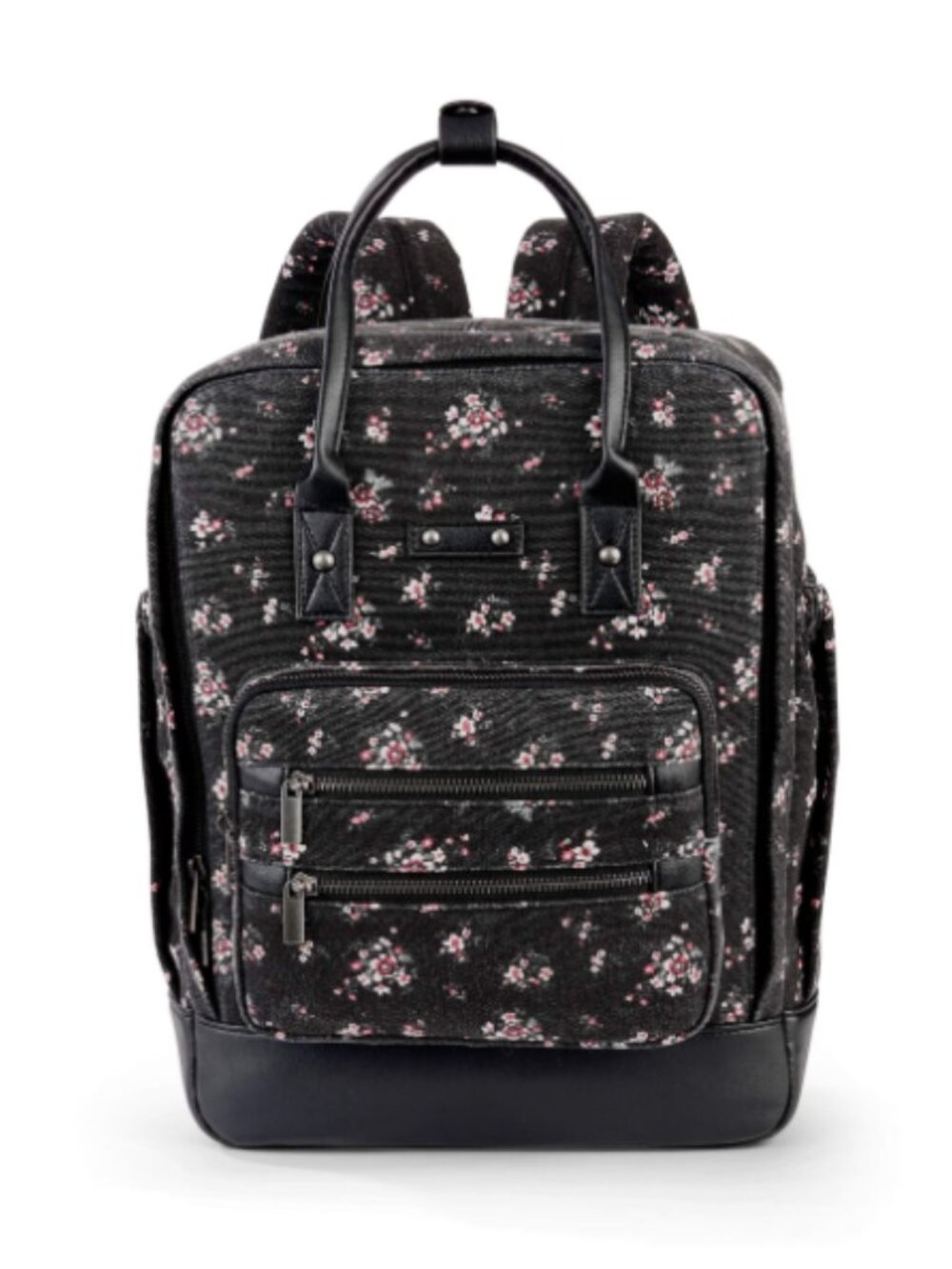 No Boundaries Black Ditsy Floral Square Backpack